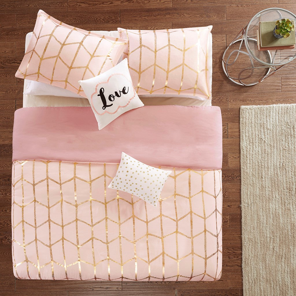 Raina Metallic Printed Duvet Cover Set