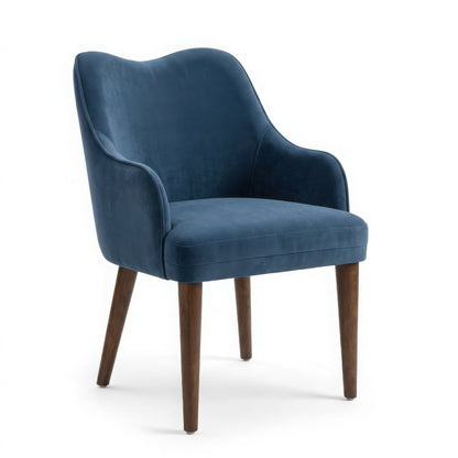 Larkspur Wave Back Velvet Dining Arm Chair - Slate Blue
