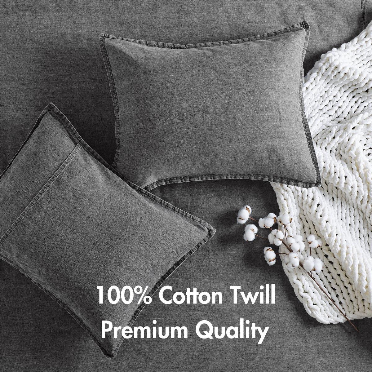 Mckenzie Cotton Twill Washed Comforter Set - Grey