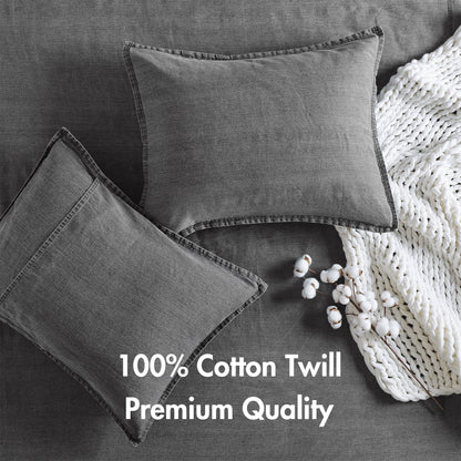 Mckenzie Cotton Twill Washed Comforter Set - Grey