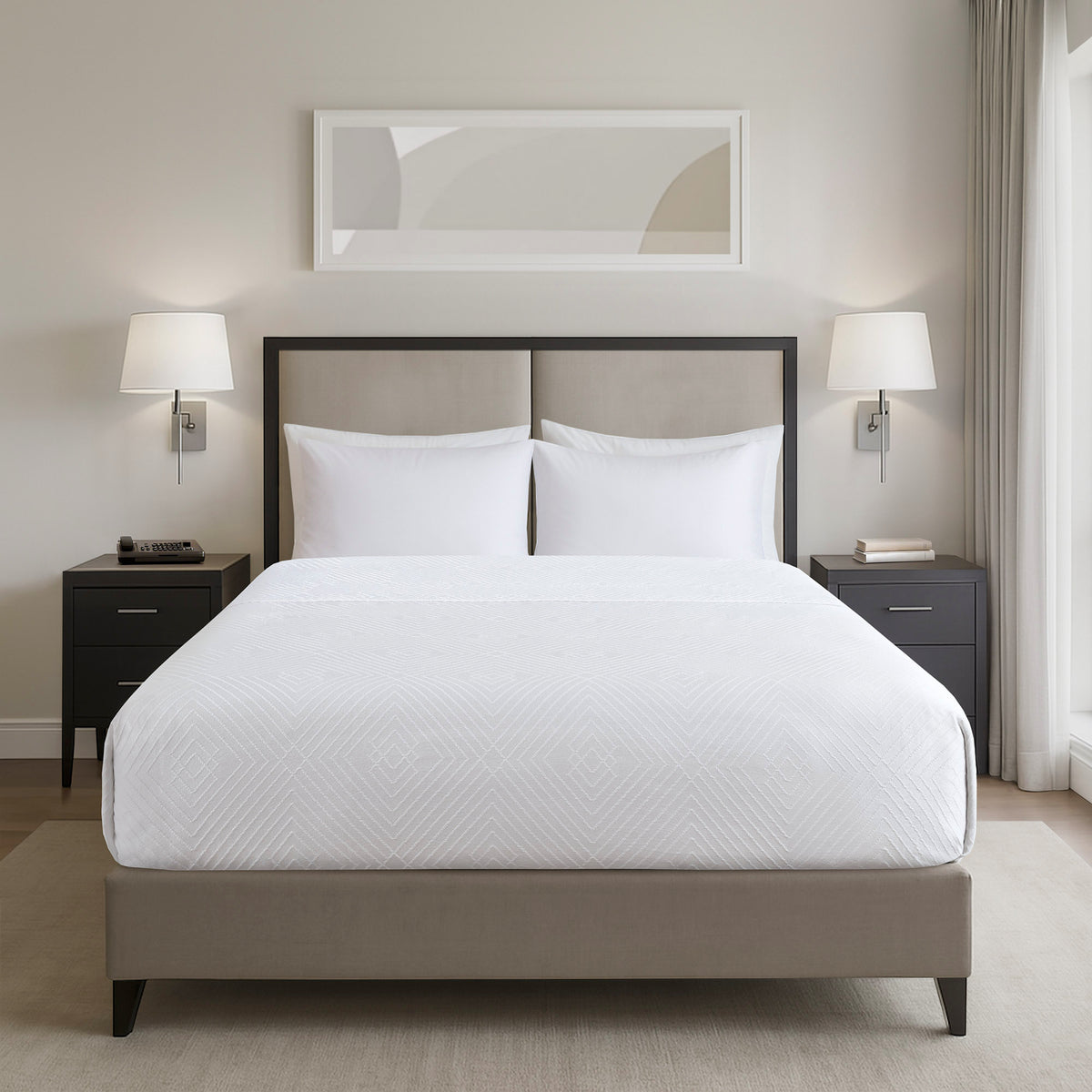 Jacquard Essential Lark Coverlet - White