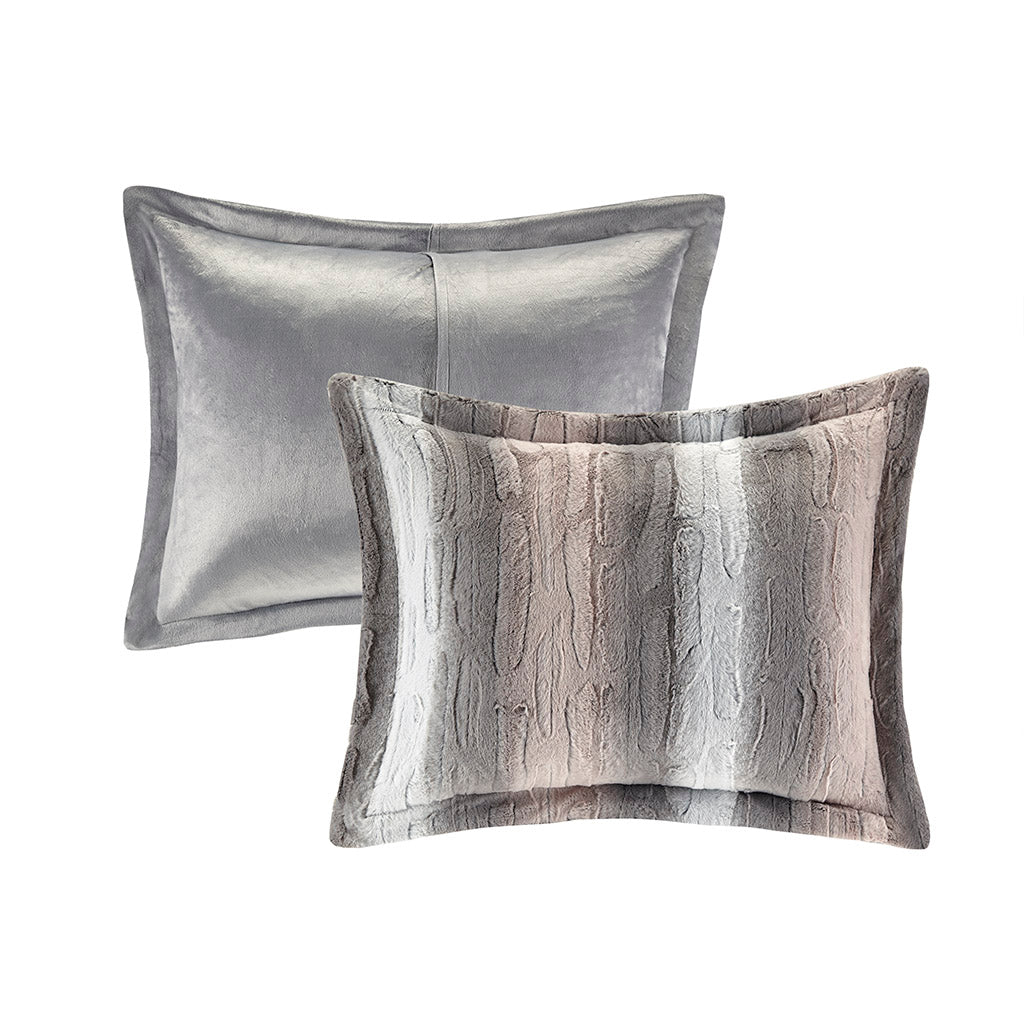 Zuri Faux Fur Comforter Set - Blush/Grey