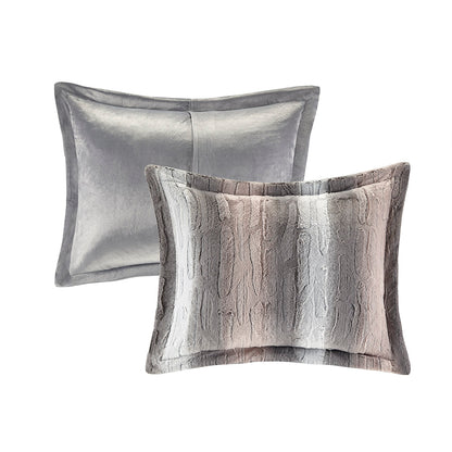 Zuri Faux Fur Comforter Set - Blush/Grey