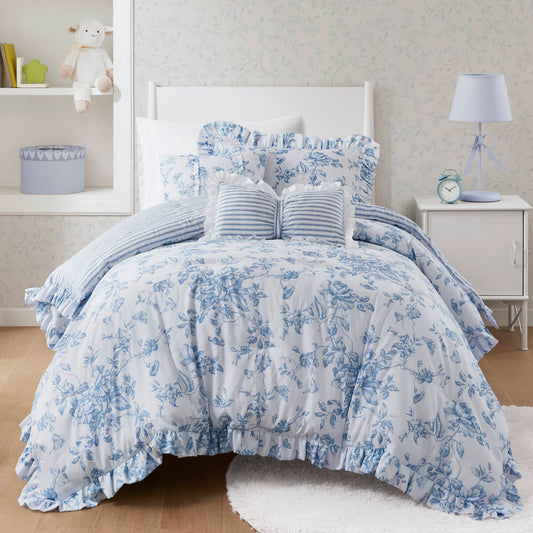 Adele Comforter Set with Decorative Pillows - Blue