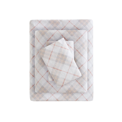 Cozy Cotton Flannel Printed Sheet Set - Pink Plaid