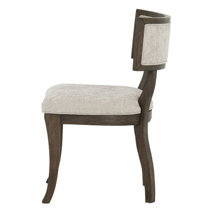 Marie Upholstered Split-Back Dining Chairs with Curved Wood Frame (Set of 2) - Beige/Brown