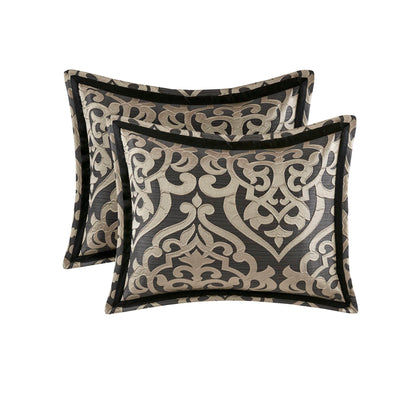 Odette 8 Piece Jacquard Comforter Set - Black