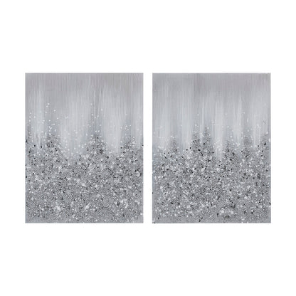 Glimmer Heavily Embellished 2-piece Canvas Wall Art Set - Silver