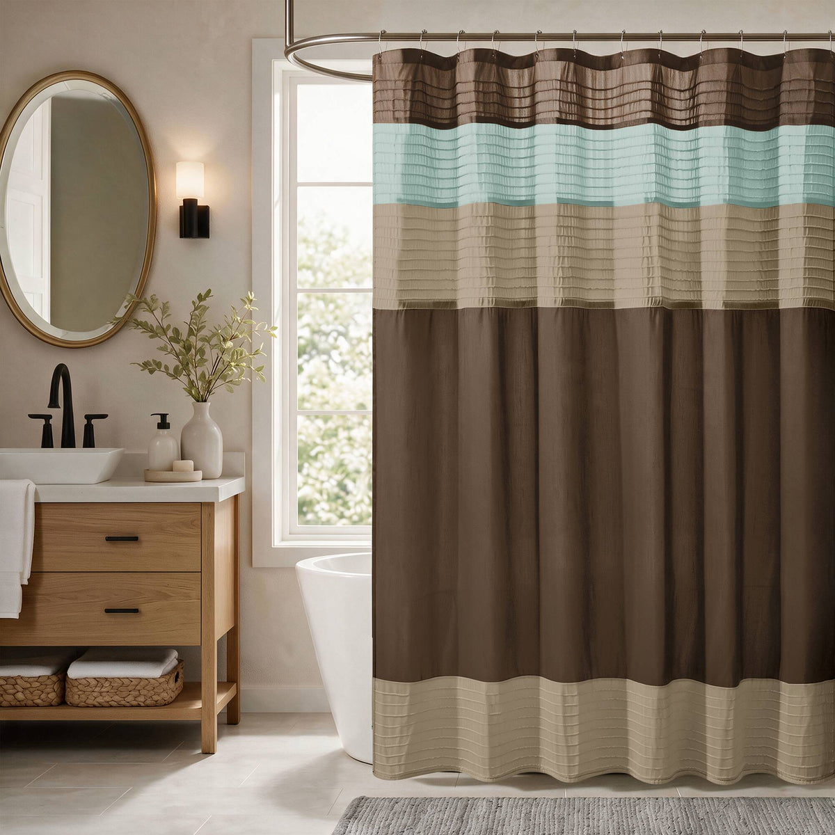 Amherst Faux Silk Shower Curtain - Blue