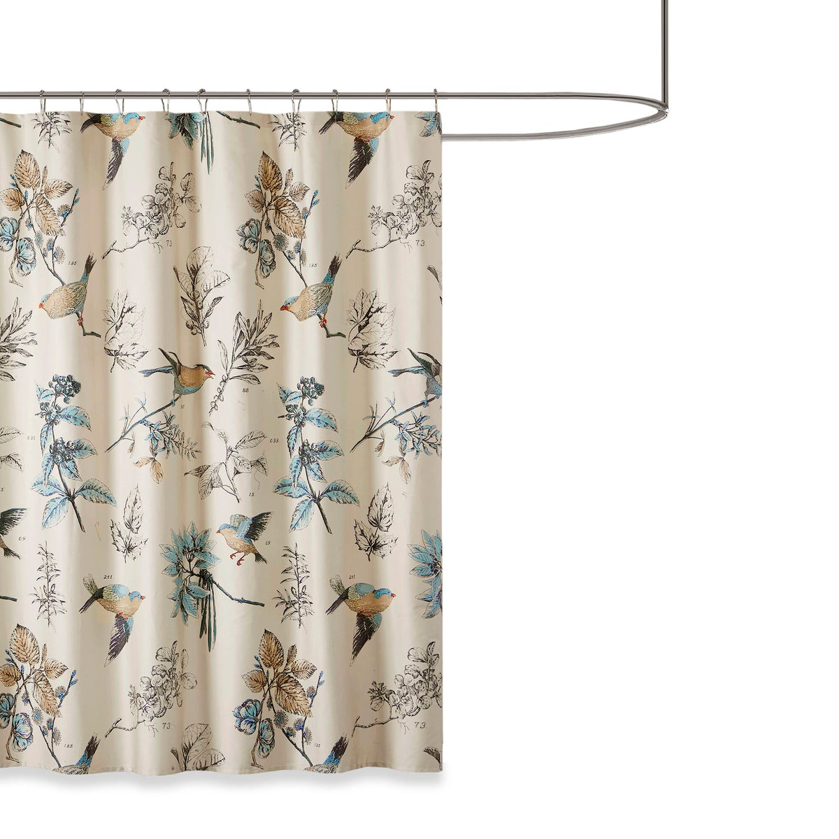 Quincy Printed Cotton Shower Curtain - Khaki