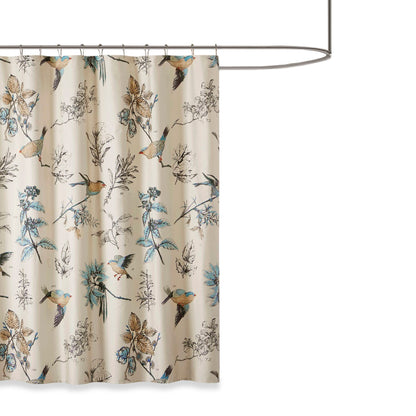 Quincy Printed Cotton Shower Curtain - Khaki