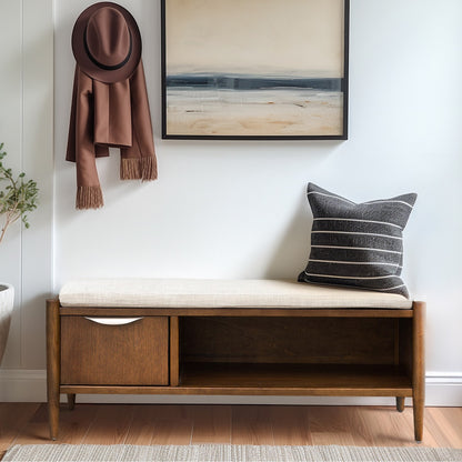 Arcadia Accent Bench with Storage and Upholstered Cushion - Walnut Brown