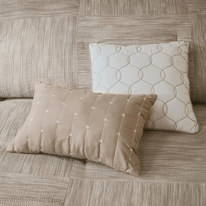 Walter 7 Piece Printed Seersucker Comforter Set - Taupe