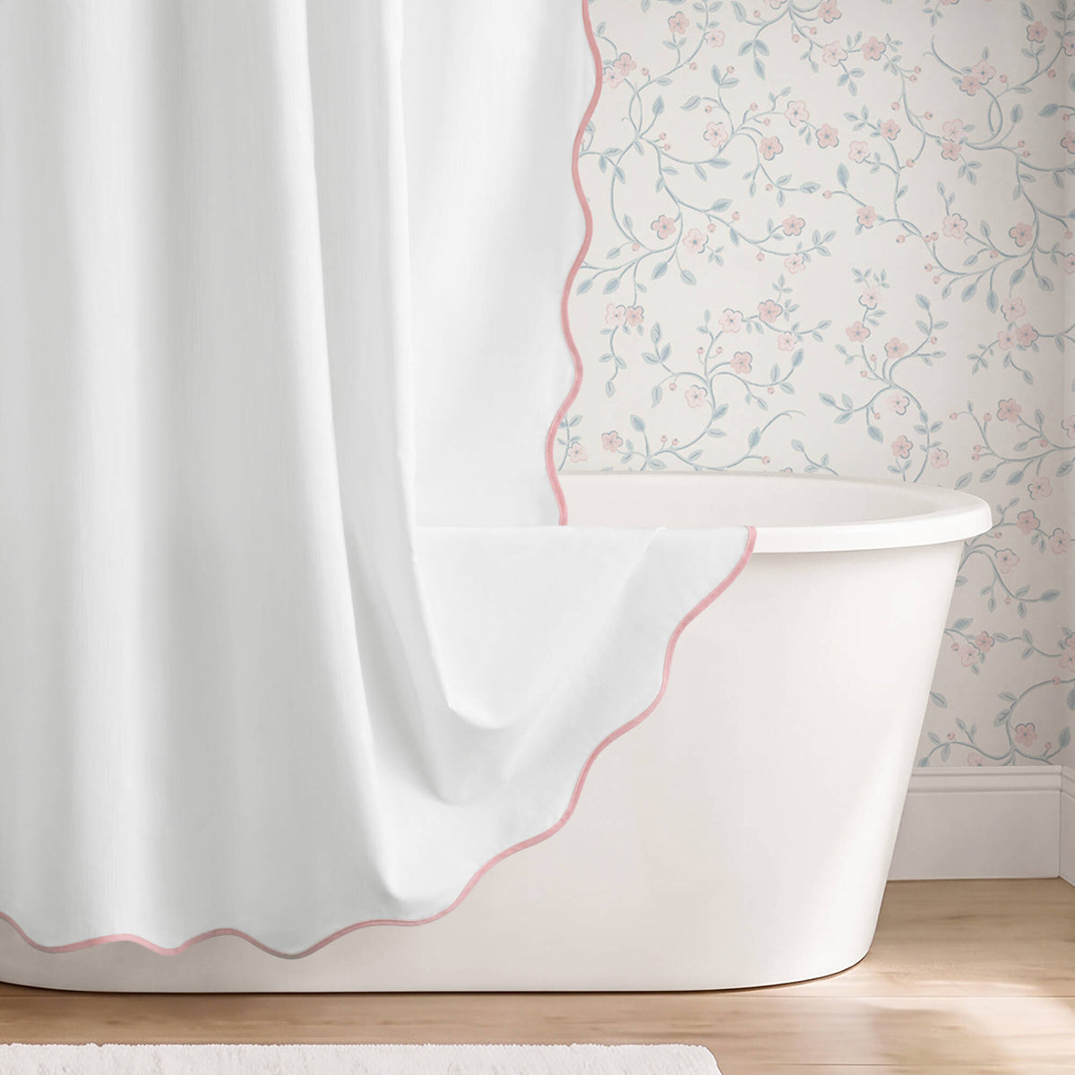 Petal Bloom Scalloped Shower Curtain - Pink