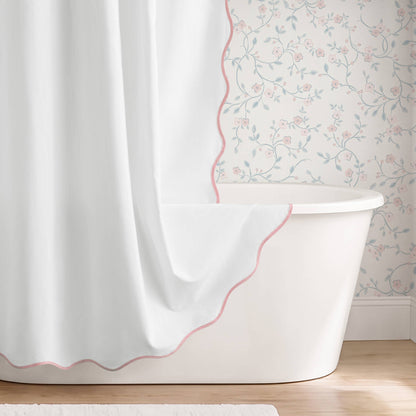 Petal Bloom Scalloped Shower Curtain - Pink