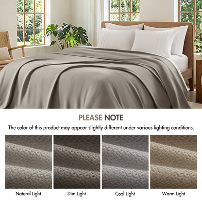 100% Certified Egyptian Cotton Blanket - Micro- herringbone Grey
