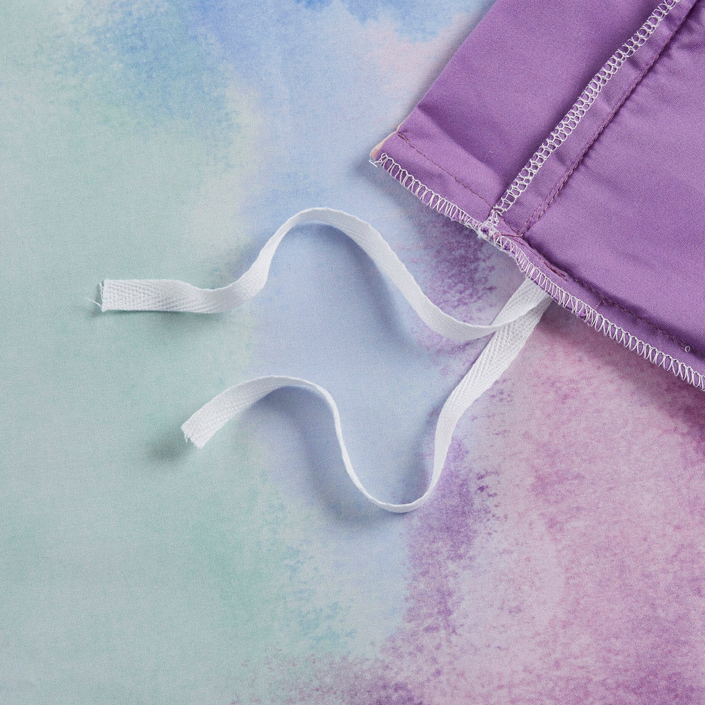 Cassiopeia Watercolor Tie Dye Printed Duvet Cover Set with Throw Pillow - Lavender