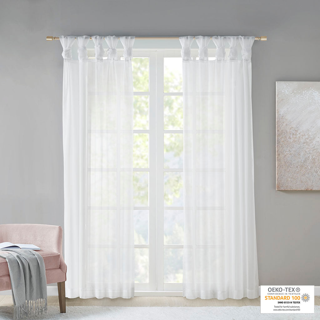 Ceres Twist Tab Voile Sheer Window Pair - White