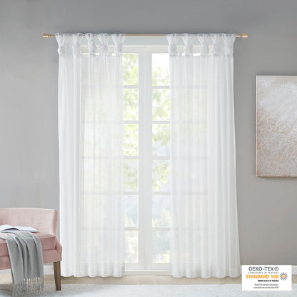 Ceres Twist Tab Voile Sheer Window Pair - White