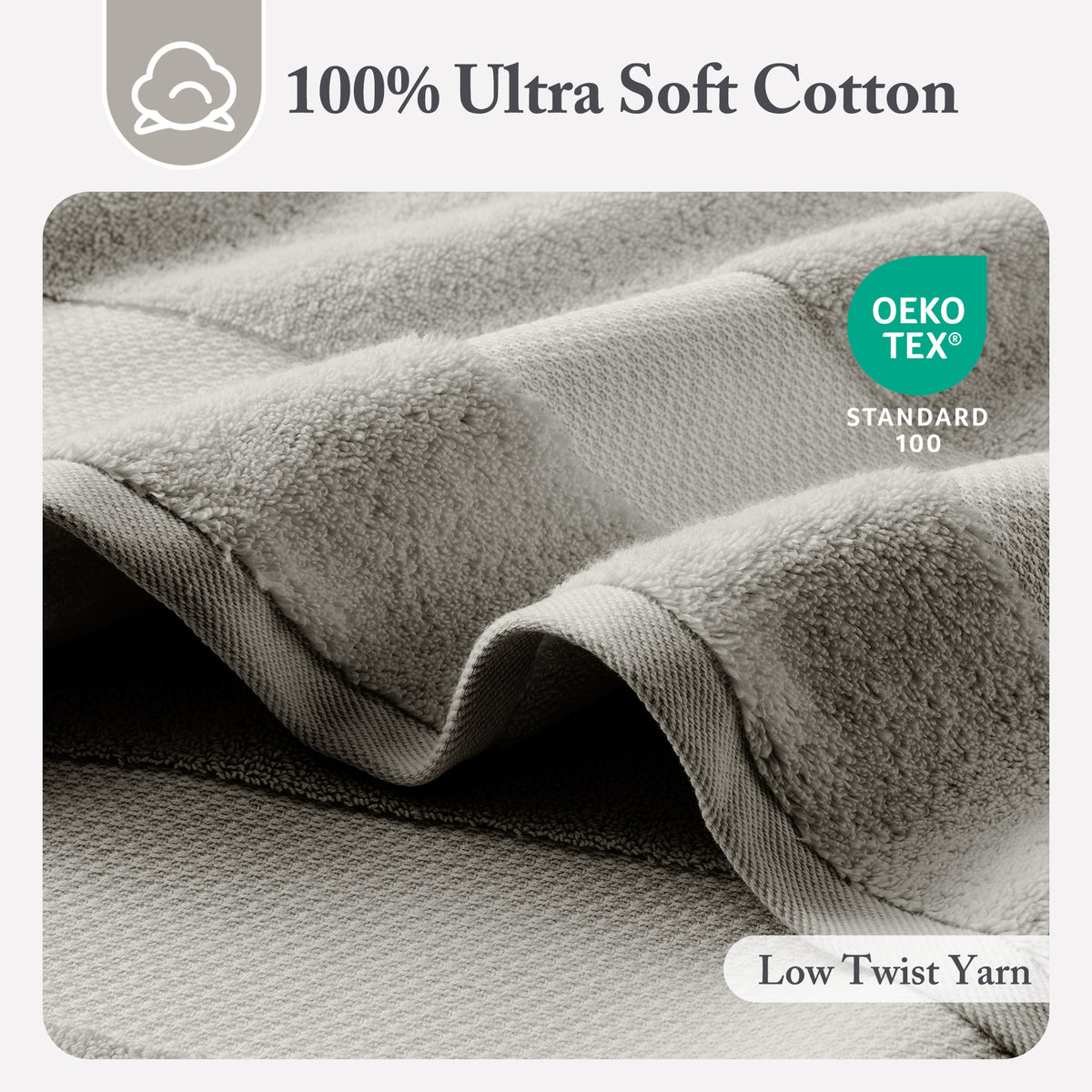 Turkish Cotton 6 Piece Bath Towel Set - Grey