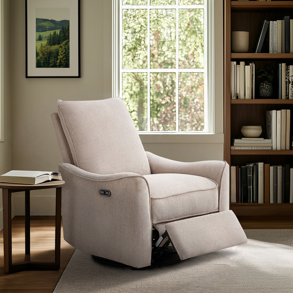 Cameron Power Recliner 3-in-1 with Swivel, Glider, Charging Station - Beige