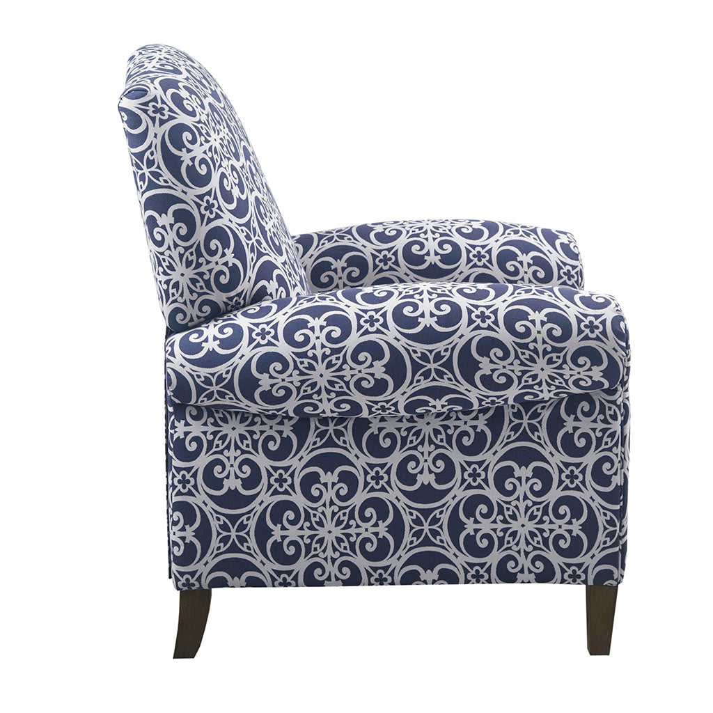 Kirby Push Back Recliner - Navy Multi