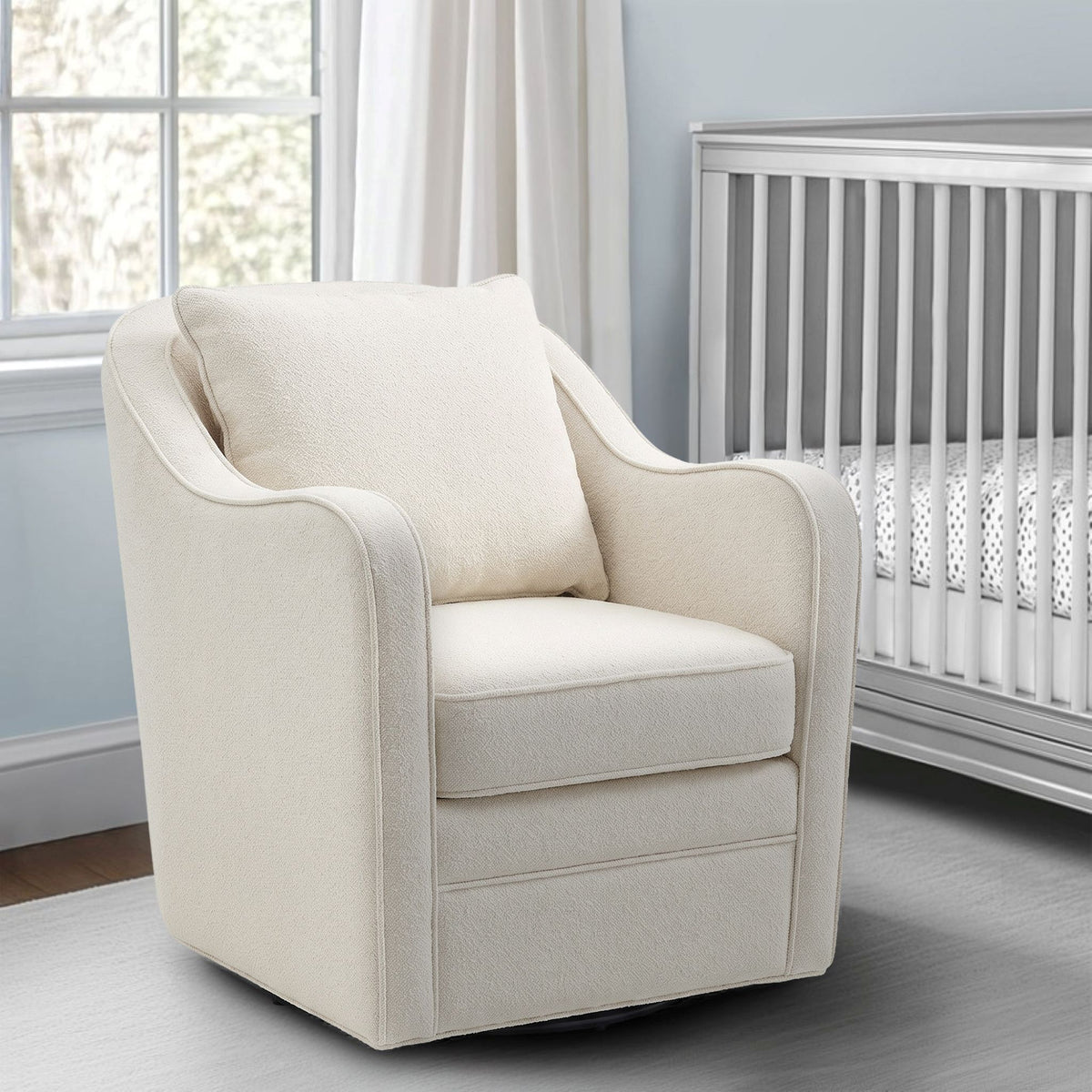 Brianne Upholstered Swivel Curved Armchair - Cream
