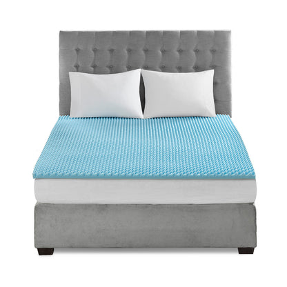 1.5" Gel Memory Foam All Season Reversible Cooling Mattress Topper - Blue