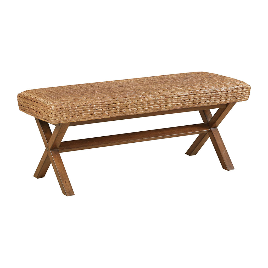 Seadrift Hand-woven Water Hyacinth Accent Bench - Brown