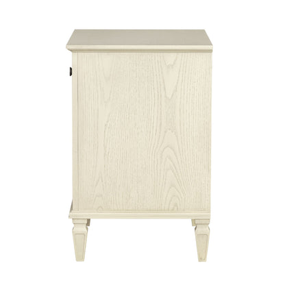 Victoria one-drawer wood nightstand with shelf - Antique Cream
