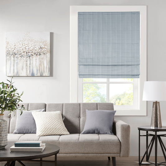 Galen Basketweave Cordless Roman Shade Collection - Blue