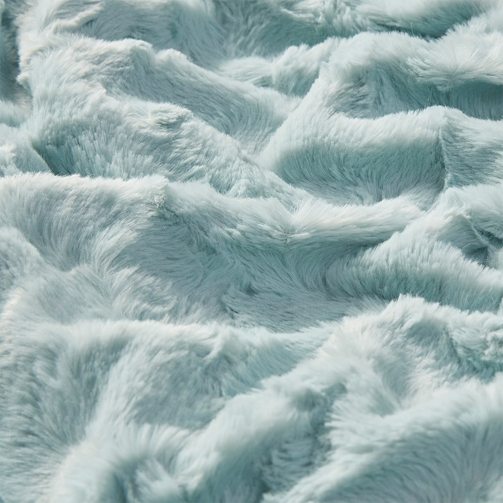 Zuri Oversized Faux Fur Throw - Aqua