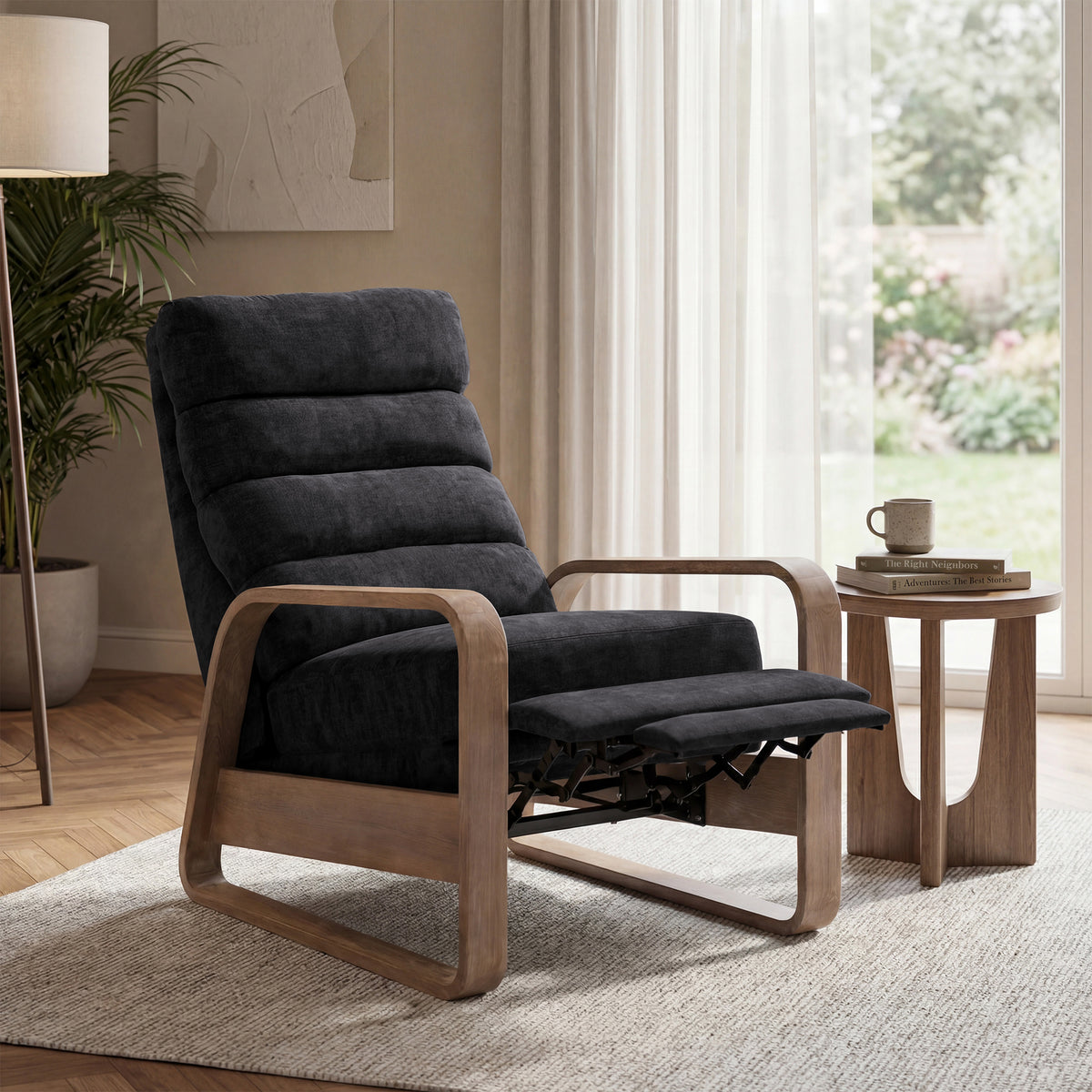 Jordan Wood framed push back Recliner - Grey