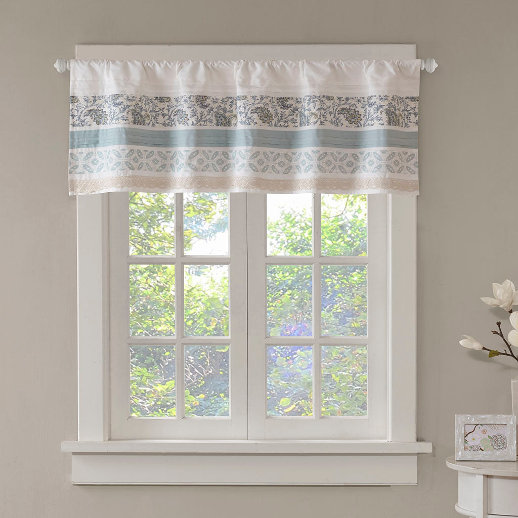 Dawn Printed and Pieced Rod Pocket Valance - Aqua