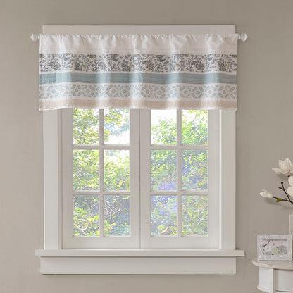 Dawn Printed and Pieced Rod Pocket Valance - Aqua