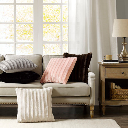 Duke Faux Fur Square Pillow - Blush