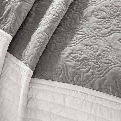 Attingham 7 Piece Quilt Set with Euro Shams and Throw Pillows - Black