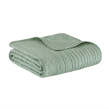 Tuscany Oversized Quilted Throw with Scalloped Edges - Seafoam