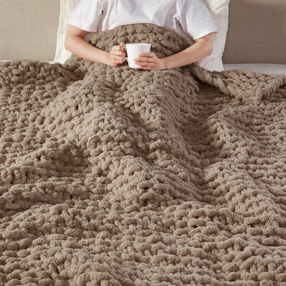 Chenille Chunky Knit Throw - Brown