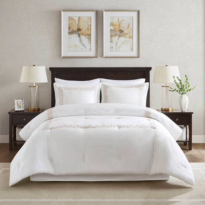 Nile 4 Piece Cotton Sateen With Embroidery Oversized Comforter Set - Multi
