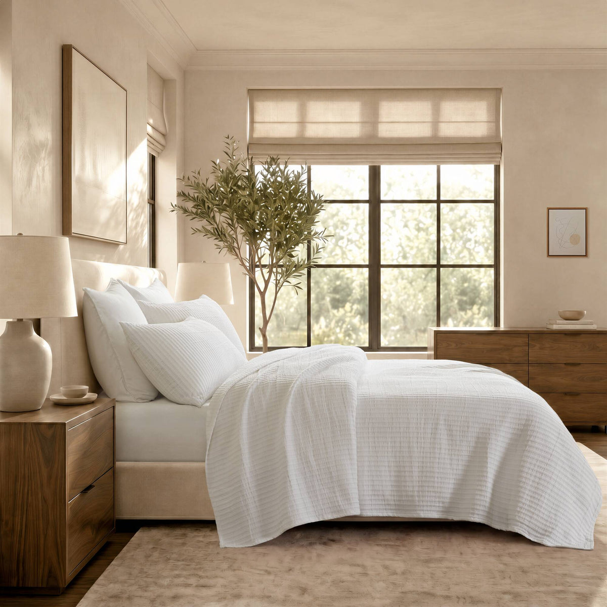 Hayden  3-Piece Cotton Blend Textured Knit Quilt Set - Off White