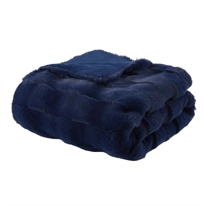 Vivienne Faux Fur Throw - Navy