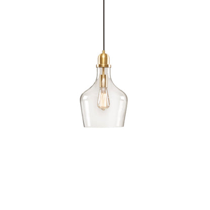Auburn Bell Shaped Hanging Glass Pendant Light - Gold/Clear
