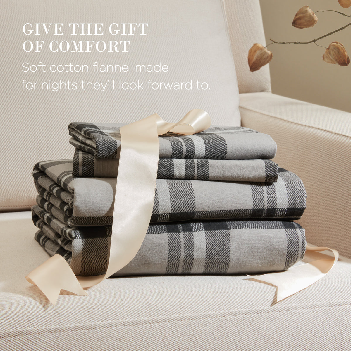 Cotton Flannel Sheet Set - Emerson Gray Plaid