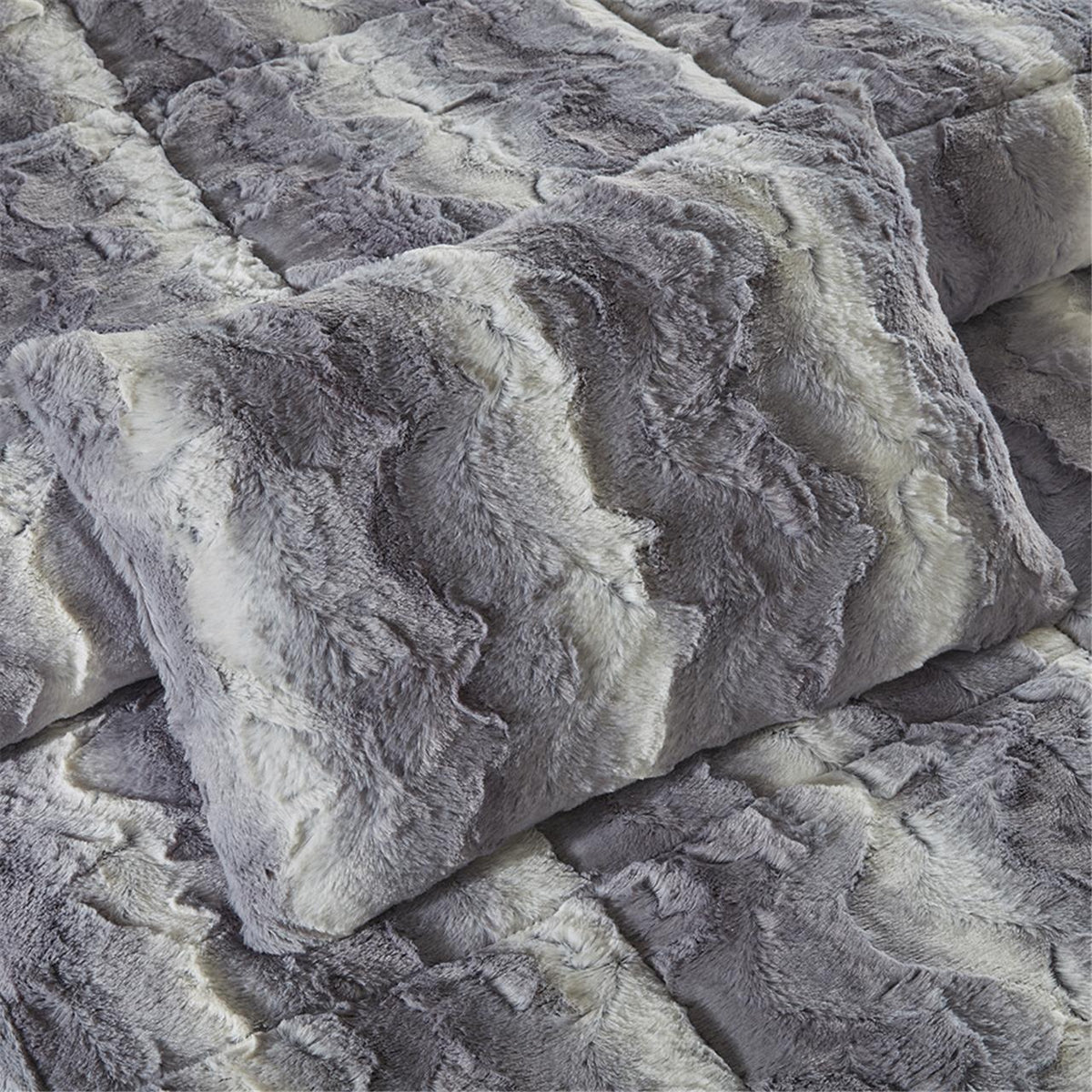 Zuri Faux Fur Comforter Set - Grey