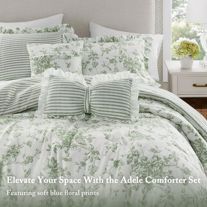 Adele Comforter Set with Decorative Pillows - Green