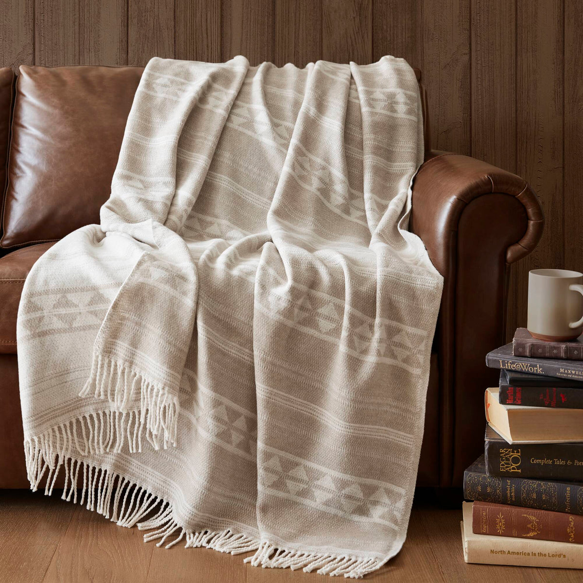 Alberta Cotton Blend Throw - Ivory Stripe