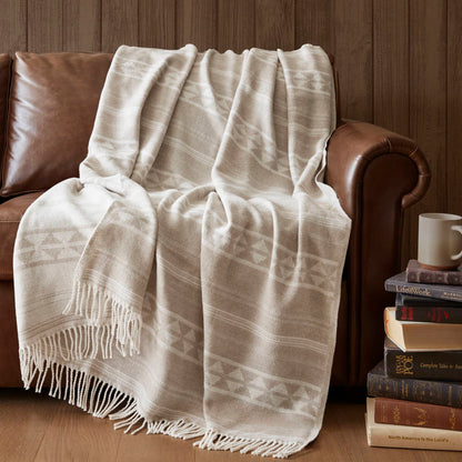 Alberta Cotton Blend Throw - Ivory Stripe