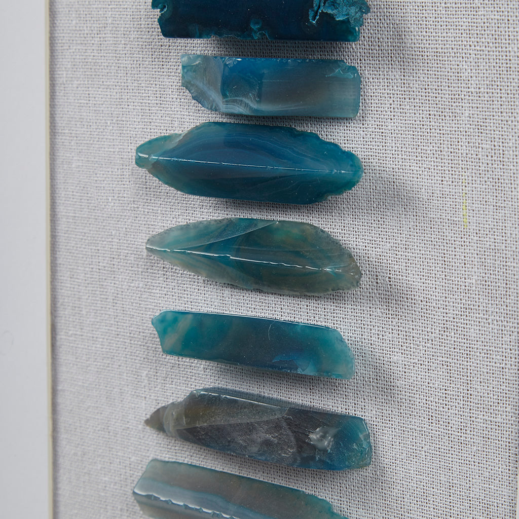 Cerulean Stones Framed Blue Agate Shadowbox Wall Decor Panel - Blue