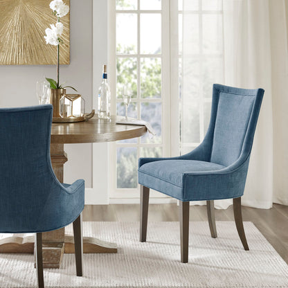 Ultra Upholstered Dining Side Chairs with wood legs (Set of 2) - Blue